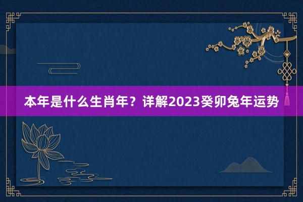 本年是什么生肖年？详解2023癸卯兔年运势